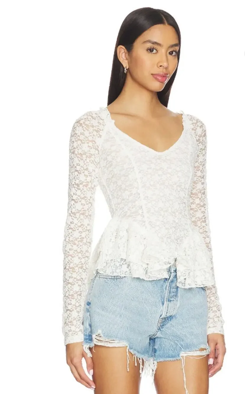 FREE PEOPLE Stella Long Sleeve Top Large NWT